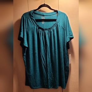 Women's Croft and Barrow Short Sleeve Top, 2X, New with Tags, Teal